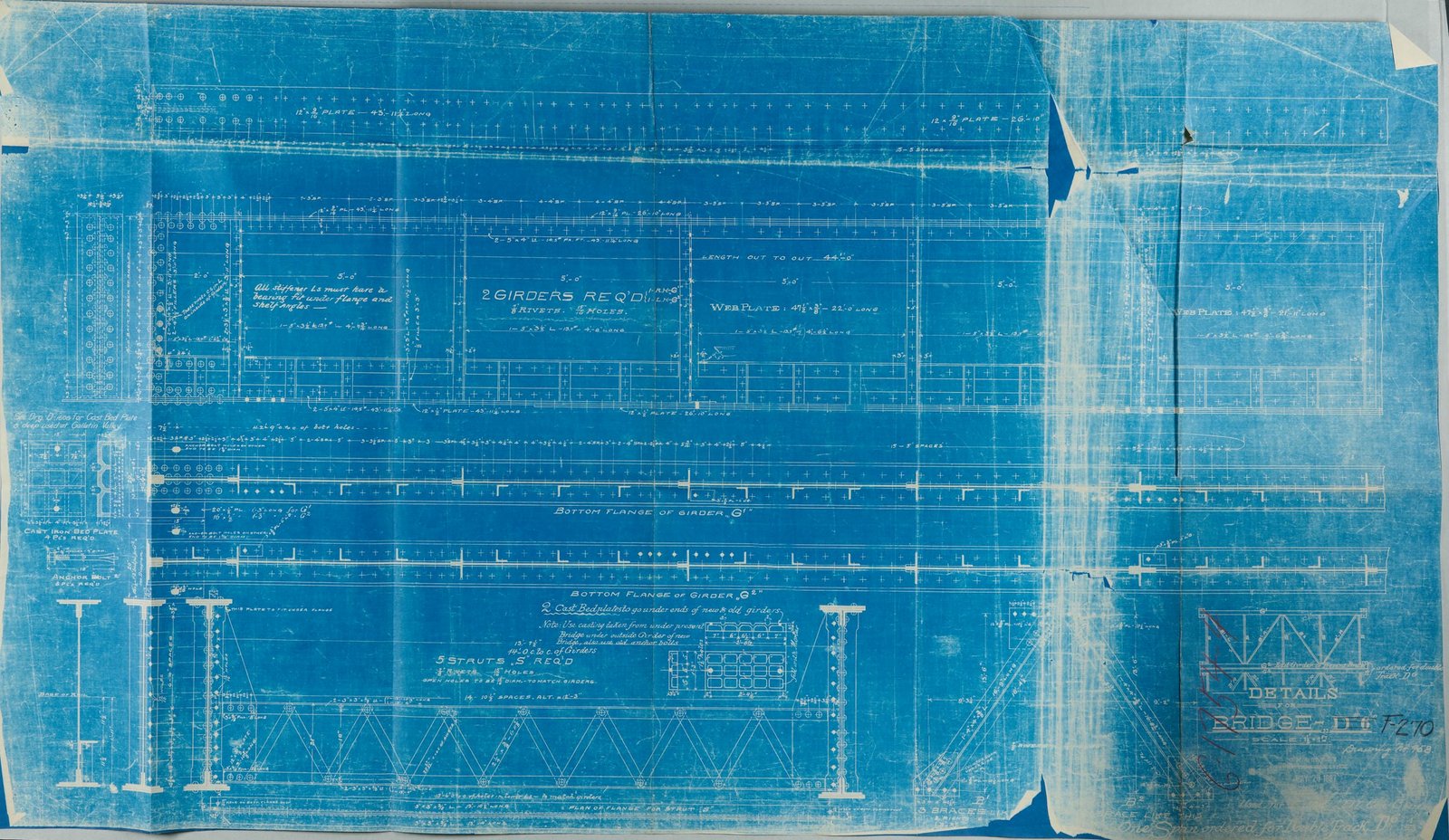 Blueprint of east span.  Courtesy of Milwaukee Road Archives at the Milwaukee Public Library